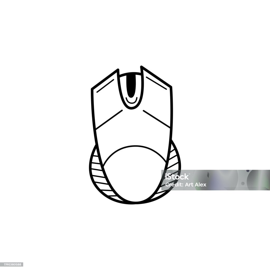 Computer Mouse Controls Scetch Hand Drawn Pc Mouse Isolated On A White Sketch Vector Illustration ...