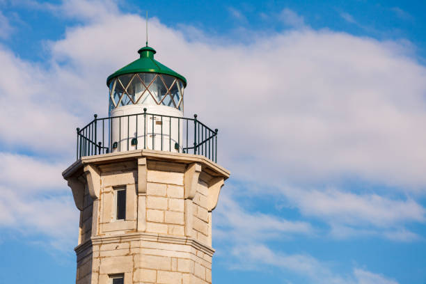 istock Lighthouse near Gythio against blue sky 1190380873