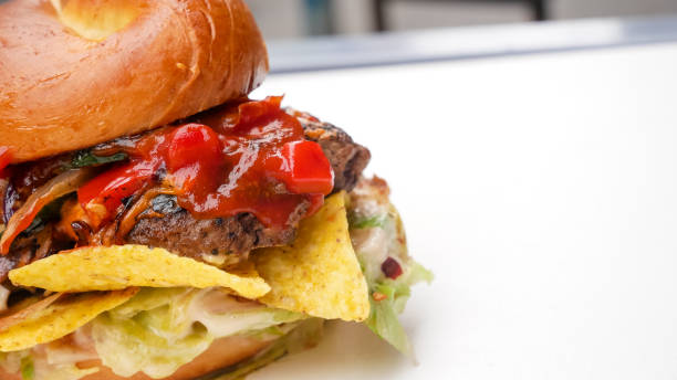 istock Meaty hamburger in a restaurant 1190381047