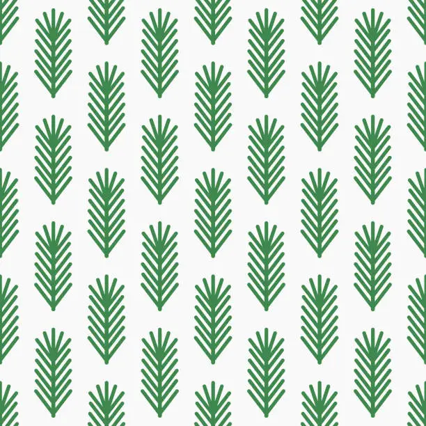 Vector illustration of Christmas fir branches seamless retro pattern.
