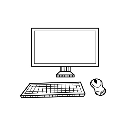 Hand Drawn Gaming Computer Isolated On A White Sketch Vector ...