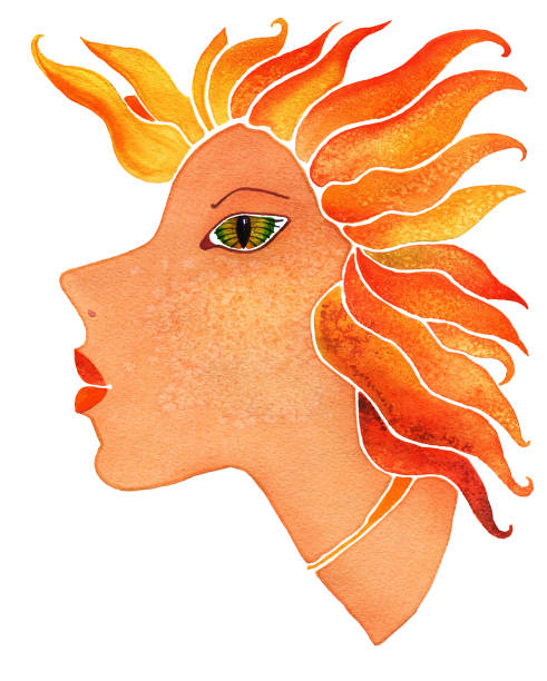 istock Face girl as astrology symbol Leo on white  background 1190382688