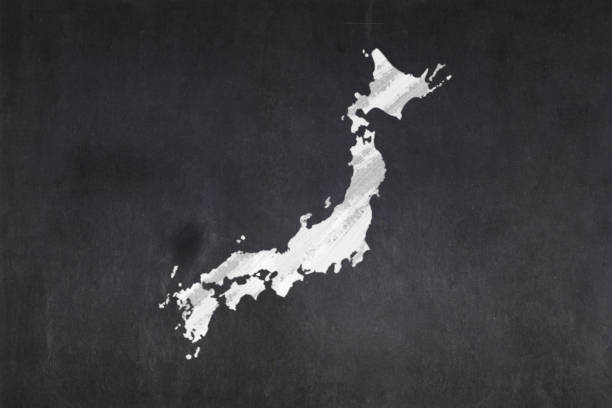 Caduceus sign with snakes on a medical star. Map of Japan land border with flag. Japan map on white background. 3d rendering