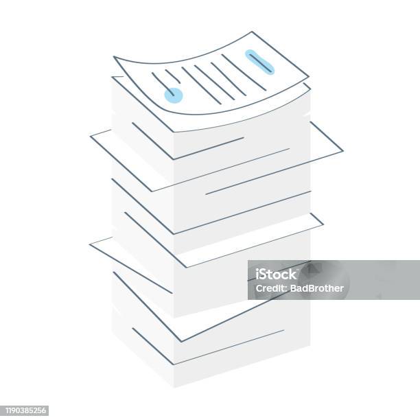 Contract Document Stack Stack The Pile Of Documents Or Bills Contracts Vector Stock ...