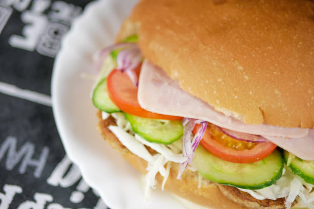 istock Meaty hamburger in a restaurant 1190385875