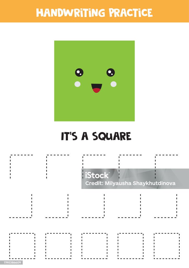 Handwriting Practice For Kids Educational Worksheet Square Ge Stock  Illustration - Download Image Now - iStock