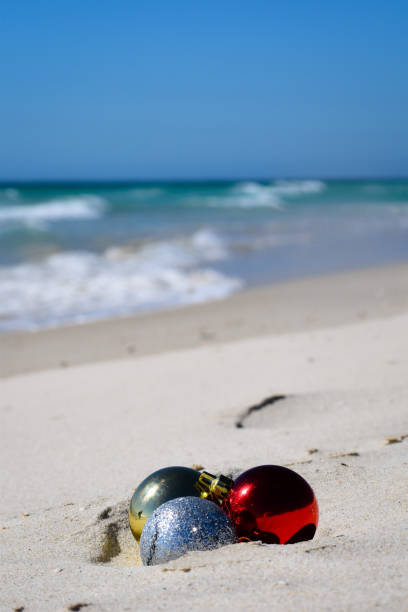 istock Christmas Baubles on the Beach 1190387733