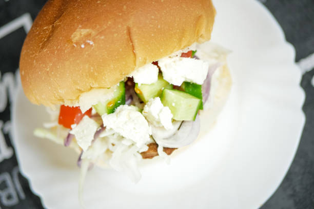 istock Meaty hamburger in a restaurant 1190390427