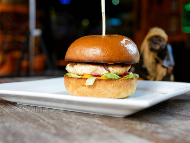 istock Meaty hamburger in a restaurant 1190390763
