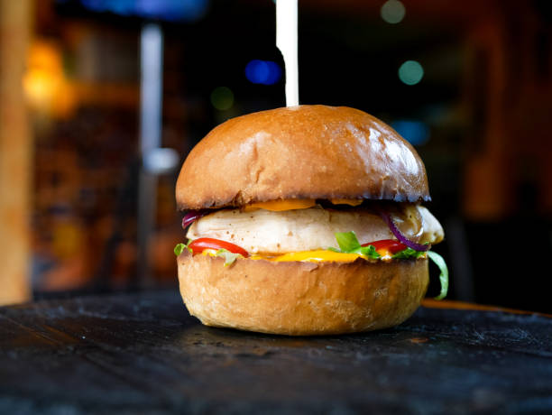 istock Meaty hamburger in a restaurant 1190390798