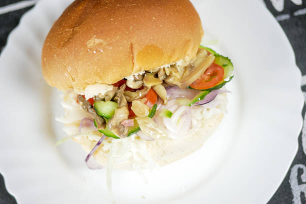 istock Meaty hamburger in a restaurant 1190390930