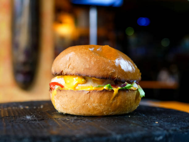 istock Meaty hamburger in a restaurant 1190392862