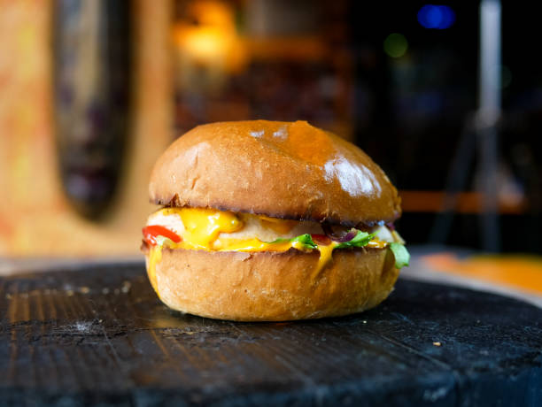 istock Meaty hamburger in a restaurant 1190392889