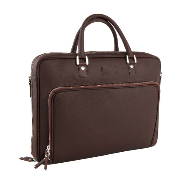 istock Men's bag in brown leather. Isolated on white 1190394895