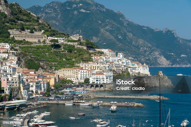 Costiera Amalfitana Italy The Coast At Summer Stock Photo - Download Image Now - Conca dei Marini, Amalfi, Amalfi Coast