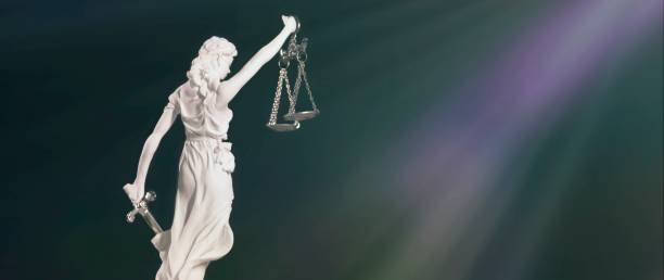 istock Portrait of lady Justice. Banner size with copy space. 1190400328