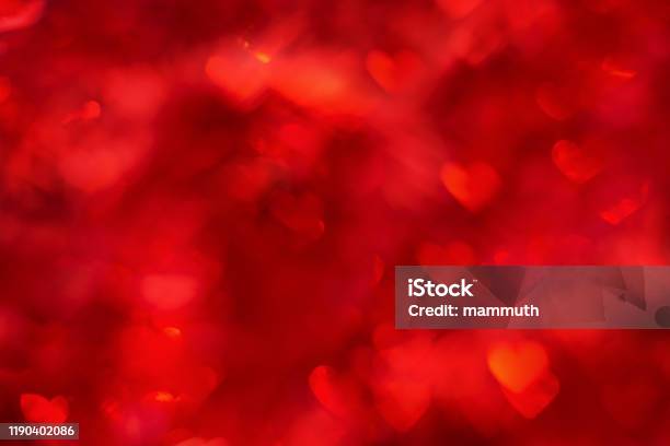 Defocused Background With Heart Shaped Bokeh Stock Photo - Download Image Now - Red Background, Valentine's Day - Holiday, Abstract