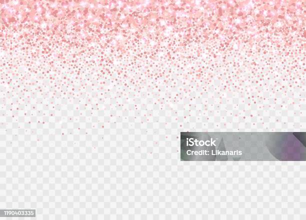 Rose Gold Glitter Partickles Isolated On Transparent Background Falling Sparkling Confetti - Arte vetorial de stock e mais imagens de Brilhante - Reluzente