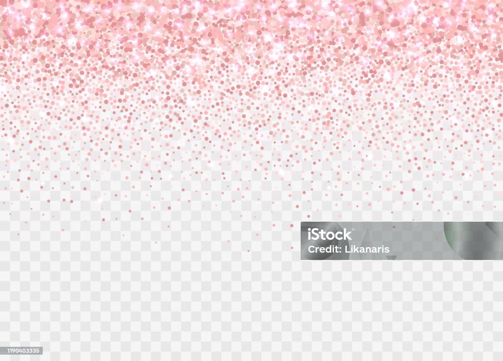 Rose Gold Glitter Partickles Isolated On Transparent Background Falling  Sparkling Confetti Stock Illustration - Download Image Now - iStock