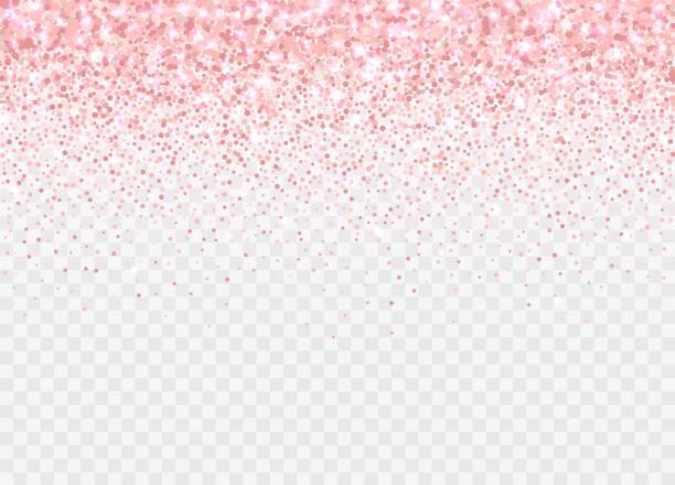 Rose gold glitter partickles isolated on transparent background. Falling sparkling confetti. Rose gold glitter partickles isolated on transparent background. Pink backdrop shimmer effect for birthday cards, wedding invitations, Valentine's day templates etc. Falling sparkling confetti. pink color stock illustrations
