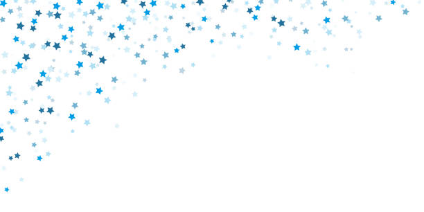 confetti stars background for christmas time EPS 10 vector file showing falling confetti snow stars upper left corner background for christmas time colored blue for xmas and new year concepts sterne stock illustrations