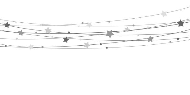 stars on strings background for christmas time EPS 10 vector file showing stars on strings background for christmas time colored silver for xmas and new year concepts sterne stock illustrations