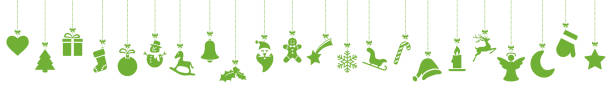 ilustrações de stock, clip art, desenhos animados e ícones de collection of hanging christmas icons - christmas decoration campanula decoration christmas