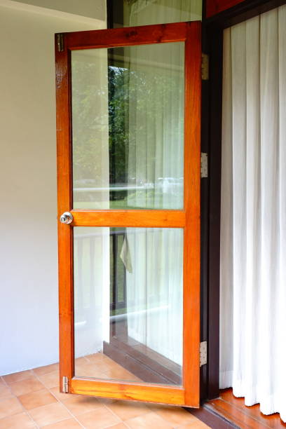 Double doors Close up of modern wooden doors and glass frosted glass door office stock pictures, royalty-free photos & images