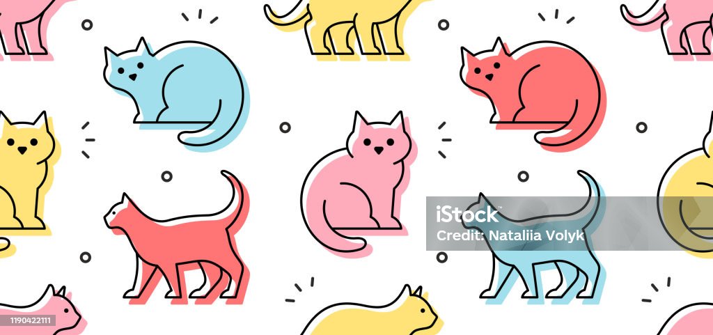 Cat Pattern Subtle Seamless Pattern With Cats Stock Illustration - Download Image Now ...