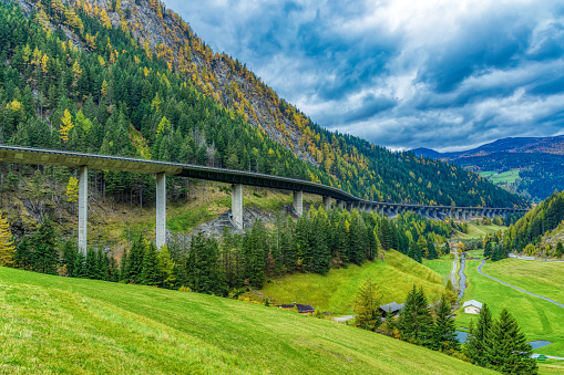 panoramic view of the Alps mountains; Brenner Pass, Austria