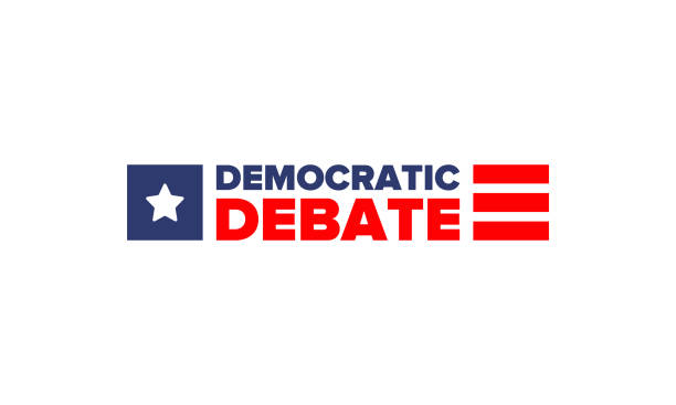 Democratic Debate. Presidential Primary in United States. Political concept. United States flag. Patriotic american elements. 2020 election. Voting campaign. Poster, card, banner and background. Vector Democratic Debate. Presidential Primary in United States. Political concept. United States flag. Patriotic american elements. 2020 election. Voting campaign. Poster, card, banner and background. Vector gop debate stock illustrations