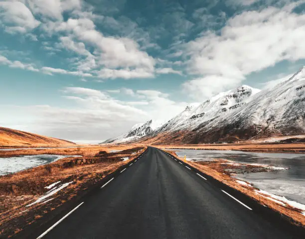 Photo of empty icelandic road