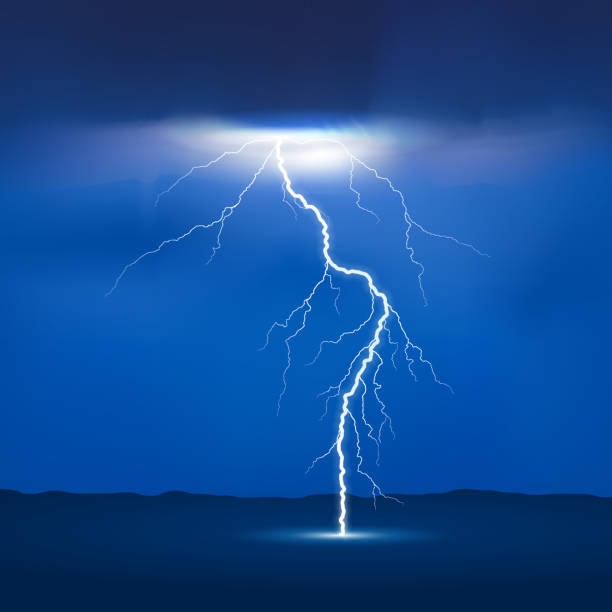 lightning strike lightning from sky to earth design lightning storm natural disaster cloud stock illustrations