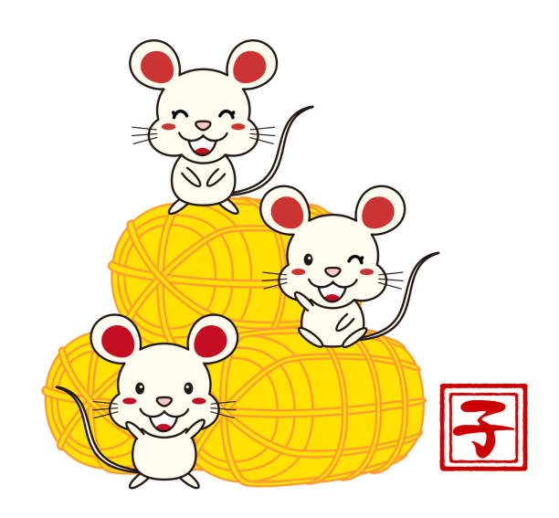 ilustrações, clipart, desenhos animados e ícones de ilustração da bacia do arroz do rato - mouse computer mouse pets white background