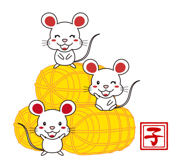 ilustrações, clipart, desenhos animados e ícones de ilustração da bacia do arroz do rato - mouse computer mouse pets white background