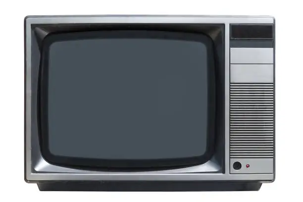 Photo of old CRT tube television set isolated on white background