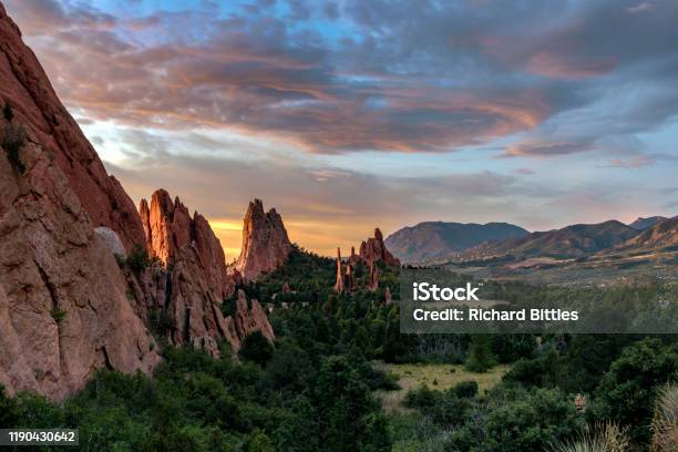 Garden Sky Stock Photo - Download Image Now - Colorado Springs, Colorado, Garden of the Gods