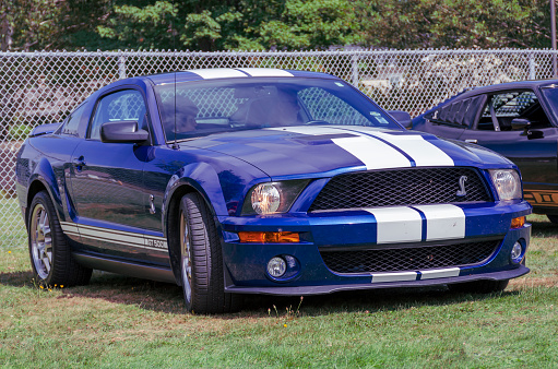 Kingston, Nova Scotia, Canada - August 24, 2019 : 2007 Ford Shelby Mustang GT 500 at Autos for Autism Show & Shine in Annapolis Valley region of Nova Scotia.