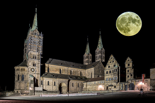 Cathetral from Bamberg in the night with moon