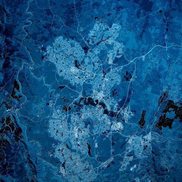 istock Canberra Australia 3D Render Map Blue Top View Oct 2019 1190436560