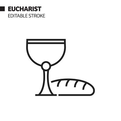 Eucharist Line Icon, Outline Vector Symbol Illustration. Pixel Perfect, Editable Stroke.