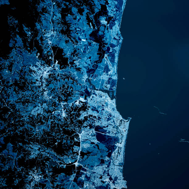 istock Sunshine Coast Australia 3D Render Map Blue Top View Sept 2019 1190436614