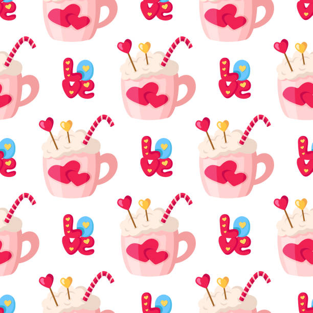 ilustrações de stock, clip art, desenhos animados e ícones de valentine day card - cartoon - hard candy candy pink wrapping paper