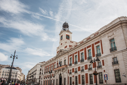 The main building, holding the regional parliament of the autonomous region of Madrid, in Puerta del Sol