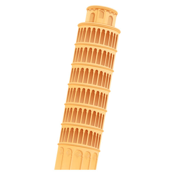 istock cartoon leaning tower of pisa, vector illustration 1190439287