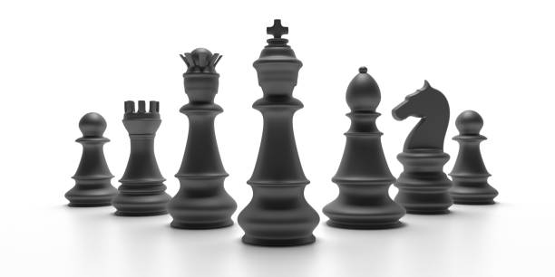 istock Chess black set isolated on white background. 3d illustration 1190439494
