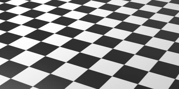 istock Chessboard black and white color background texture, perspective view. 3d illustration 1190439515