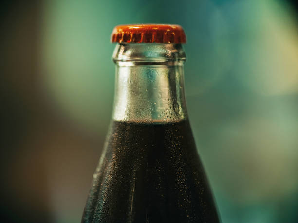 Close up bottle of cola soda with vintage colors stock photo