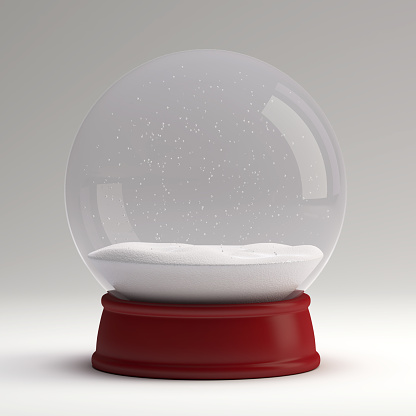 Emty Snow globe on a with background. 3D illustration