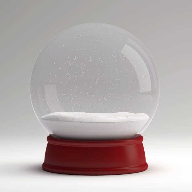 Snow globe Emty Snow globe on a with background. 3D illustration snow globe photos stock pictures, royalty-free photos & images
